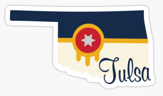 Tulsa, OK Flag within Oklahoma state silhouette